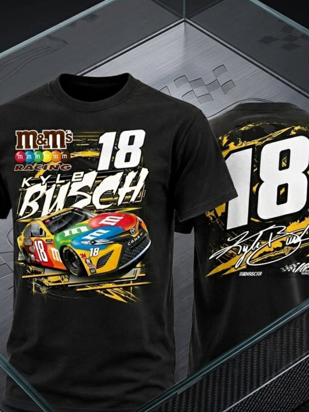 Vintage Kyle Busch M&M Racing NASCAR Double Sided Graphic Tee